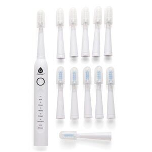 PURSONIC White Multi Usb Rechargeable Sonic Toothbrush With 12 Brush Heads